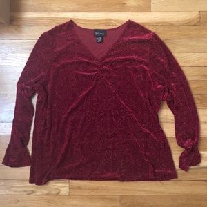 Lane Bryant Sheer Burgundy Burnout Velvet Top